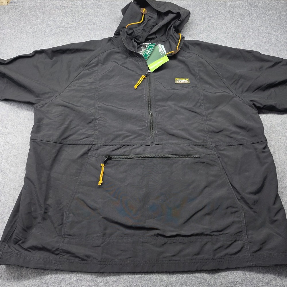 LL Bean Mountain Classic Anorak Mens XXL Black Half Zip Windbreaker 501342 NWT